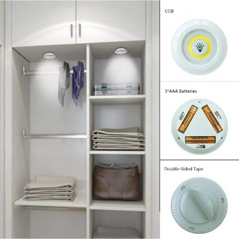 Set of 3 LED lamps with Remote Control, Battery Operated, For Cabinets, Bathroom, Kitchen, Bedside Table, Wardrobe
