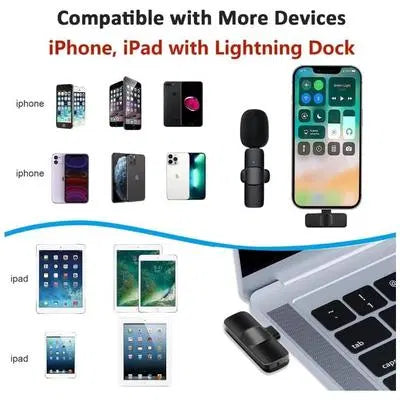 K9 Wireless Lavalier Microphone with Lightning Connector for iPhone iOS | Plug & Play Mic