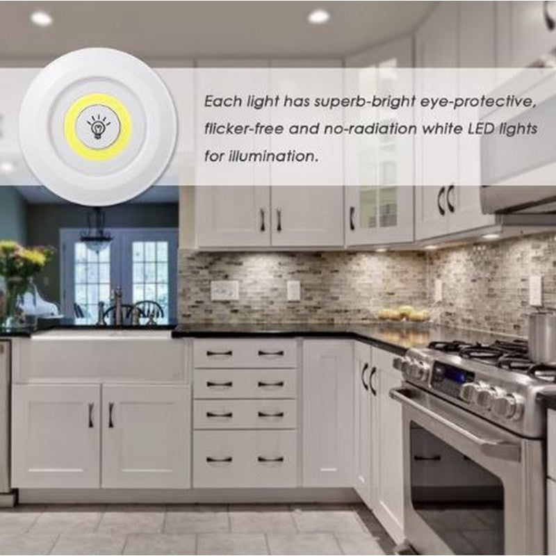 Set of 3 LED lamps with Remote Control, Battery Operated, For Cabinets, Bathroom, Kitchen, Bedside Table, Wardrobe